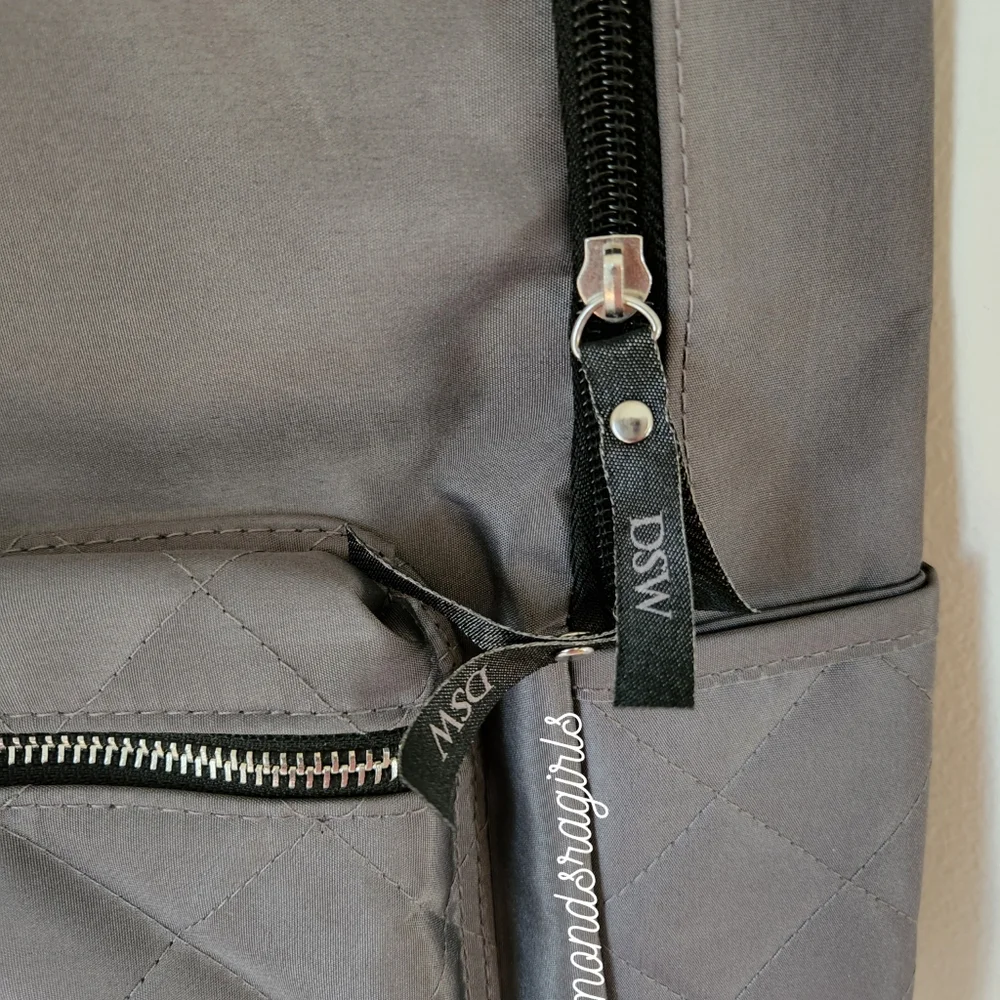 DSW Large Quilted Backpack Gray Black Silver NIP - Picture 8 of 15
